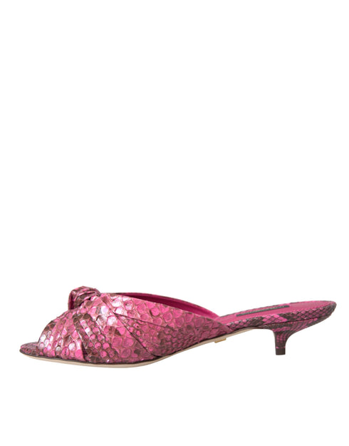 Dolce & Gabbana Kitten Heels Slides Sandals Pink Python Exotic Leather - Women’s Pumps