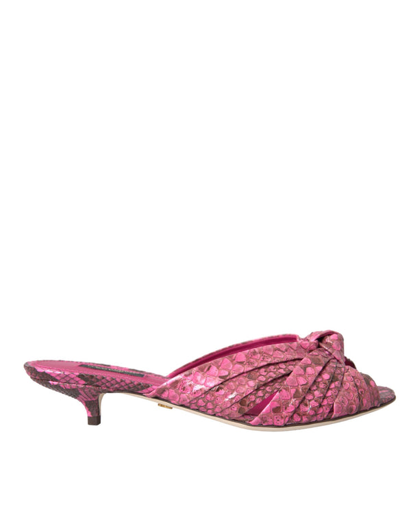 Dolce & Gabbana Kitten Heels Slides Sandals Pink Python Exotic Leather - Women’s Pumps
