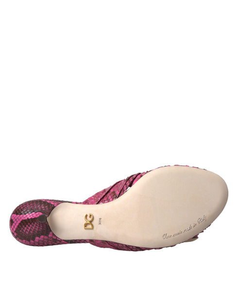 Dolce & Gabbana Kitten Heels Slides Sandals Pink Python Exotic Leather - Women’s Pumps