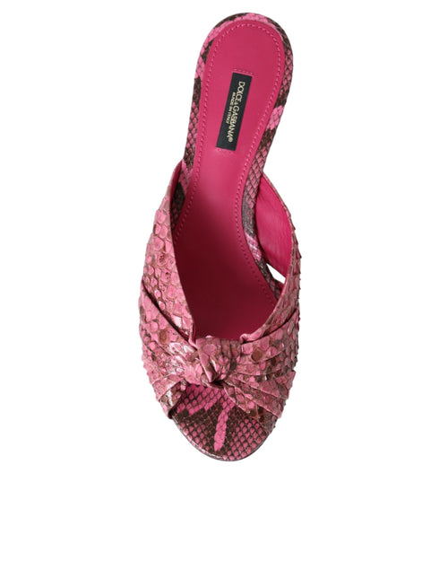 Dolce & Gabbana Kitten Heels Slides Sandals Pink Python Exotic Leather - Women’s Pumps