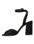 Dolce & Gabbana Leopard Ankle Strap Sandals | Black Suede Heels for Women