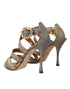 Dolce & Gabbana Stiletto Sandals Bronze Crystal Strap Heels Gold Leather - Women’s Shoes