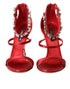 Dolce & Gabbana Red Keira Satin Crystal Sandals – Women's Embellished Heels