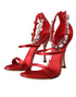 Dolce & Gabbana Red Keira Satin Crystal Sandals – Women's Embellished Heels