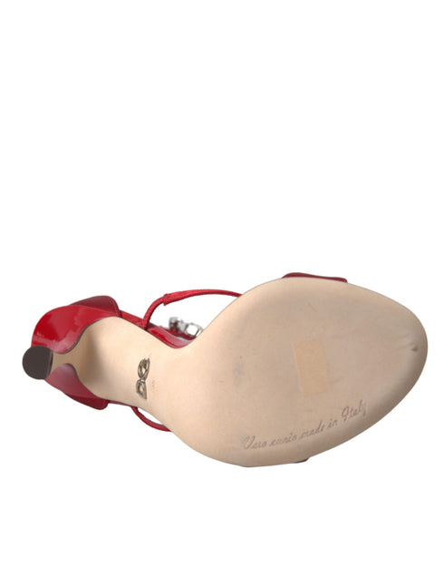 Dolce & Gabbana Red Keira Satin Crystal Sandals – Women's Embellished Heels