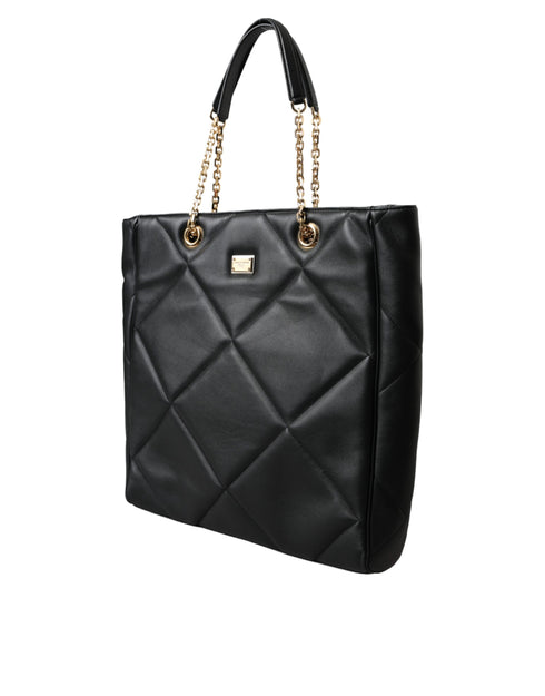 Dolce & Gabbana Jungle Quilted Leather Tote Bag in Black for Women