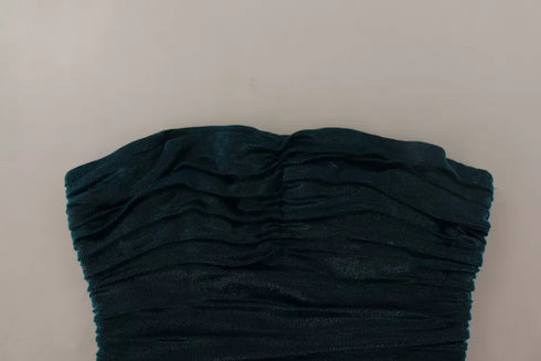 Dolce & Gabbana Turquoise Bustier Bodice Draped Midi Dress.