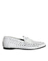 Dolce & Gabbana White Woven Leather Slip On Loafers Men Shoes