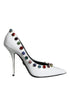 Dolce & Gabbana Women's White Crystal Embellished Calf Leather High Heels Pumps