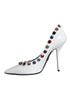 Dolce & Gabbana Women's White Crystal Embellished Calf Leather High Heels Pumps