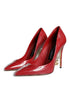 Dolce & Gabbana Women's Red Patent Leather Faux Pearl Detail Heels Pumps Shoes