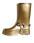 Dolce & Gabbana Metallic Gold Rubber PVC Rain Boots – Women’s Luxury Shoes