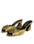 Dolce & Gabbana Block Heel Slides in Yellow Python Leather – Women’s Sandals