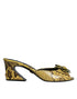 Dolce & Gabbana Block Heel Slides in Yellow Python Leather – Women’s Sandals