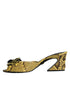 Dolce & Gabbana Block Heel Slides in Yellow Python Leather – Women’s Sandals