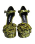 Dolce & Gabbana Python Platform Heels Green Exotic Leather Women’s Sandals