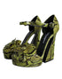 Dolce & Gabbana Python Platform Heels Green Exotic Leather Women’s Sandals