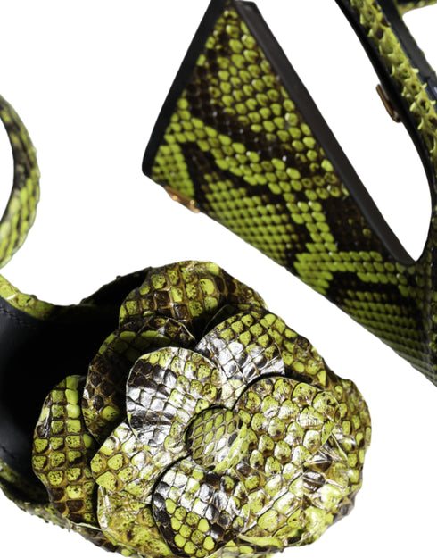 Dolce & Gabbana Python Platform Heels Green Exotic Leather Women’s Sandals