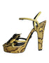 Dolce & Gabbana Women's Yellow Python Leather Ankle Strap Heels Sandals Shoes