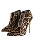 Dolce & Gabbana Ankle Boots Shoes – Women's Brown Leopard Print Calf Fur Stiletto Heels