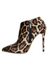 Dolce & Gabbana Ankle Boots Shoes – Women's Brown Leopard Print Calf Fur Stiletto Heels