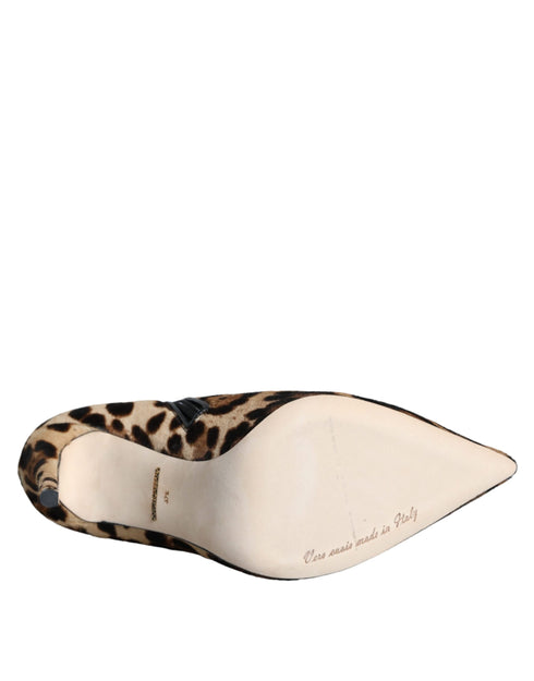 Dolce & Gabbana Ankle Boots Shoes – Women's Brown Leopard Print Calf Fur Stiletto Heels