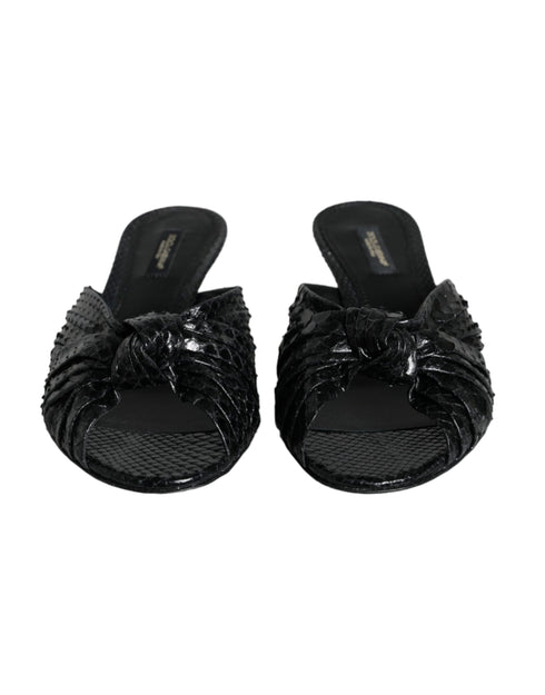 Dolce & Gabbana Python Leather Heels Slide Sandals in Black for Women