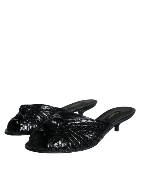 Dolce & Gabbana Python Leather Heels Slide Sandals in Black for Women
