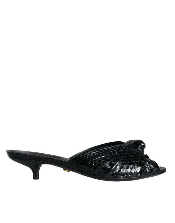 Dolce & Gabbana Python Leather Heels Slide Sandals in Black for Women