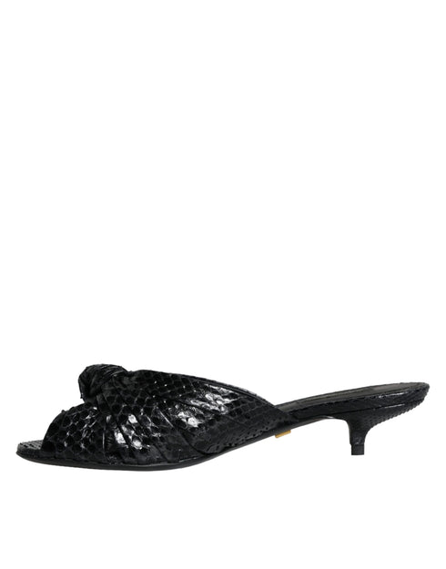 Dolce & Gabbana Python Leather Heels Slide Sandals in Black for Women