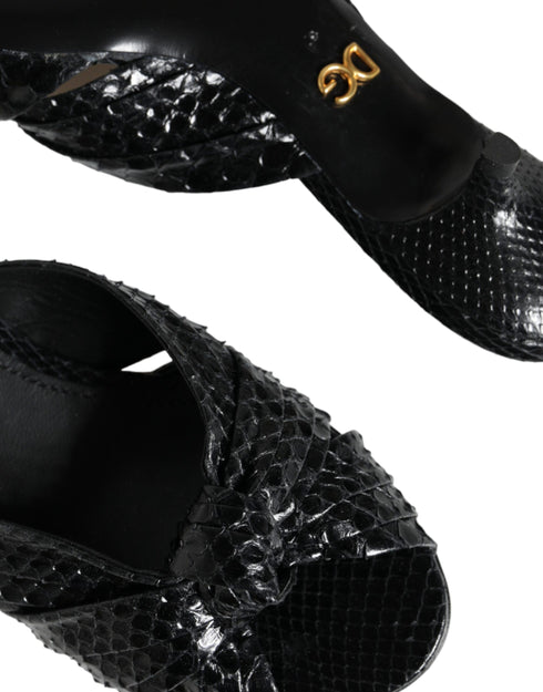Dolce & Gabbana Python Leather Heels Slide Sandals in Black for Women