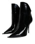 Dolce & Gabbana Black Patent Leather Ankle Boots | Women’s Pointed Toe Heels