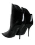 Dolce & Gabbana Black Patent Leather Ankle Boots | Women’s Pointed Toe Heels