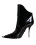 Dolce & Gabbana Black Patent Leather Ankle Boots | Women’s Pointed Toe Heels