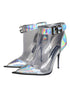 Dolce & Gabbana Women’s Silver Iridescent PVC Pointed Ankle Boots – High Heels Shoes