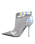 Dolce & Gabbana Women’s Silver Iridescent PVC Pointed Ankle Boots – High Heels Shoes