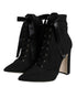 Dolce & Gabbana Black Stretch Jersey Ankle Boots – Women's Suede Lace-Up Booties