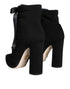 Dolce & Gabbana Black Stretch Jersey Ankle Boots – Women's Suede Lace-Up Booties