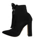 Dolce & Gabbana Black Stretch Jersey Ankle Boots – Women's Suede Lace-Up Booties