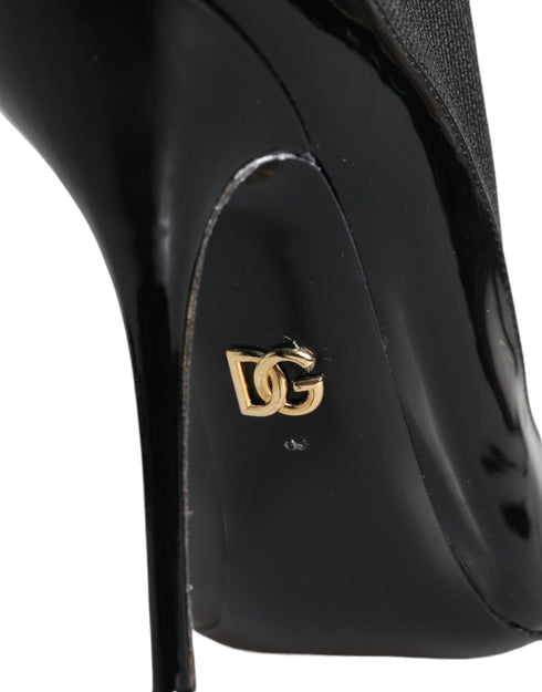 Dolce & Gabbana Sock Ankle Boots – Women's Black Patent Leather Stiletto Booties