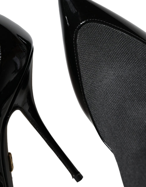 Dolce & Gabbana Sock Ankle Boots – Women's Black Patent Leather Stiletto Booties