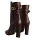 Dolce & Gabbana Women’s Brown Leather Mid Calf Boots – Calfskin Heeled Footwear