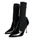 Dolce & Gabbana Black Stretch Sock Ankle Booties in Patent Leather for Women