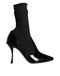 Dolce & Gabbana Black Stretch Sock Ankle Booties in Patent Leather for Women