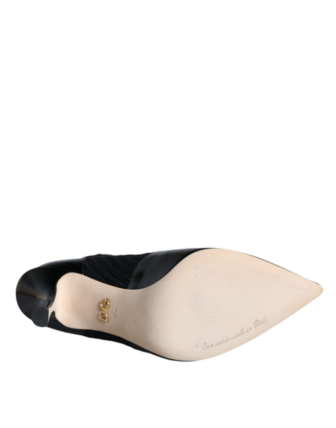 Dolce & Gabbana Black Stretch Sock Ankle Booties in Patent Leather for Women