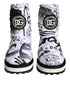 Dolce & Gabbana Mid Calf Boots White Padded Logo Print Winter Snow Shoes for Women’s