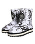 Dolce & Gabbana Mid Calf Boots White Padded Logo Print Winter Snow Shoes for Women’s