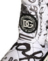 Dolce & Gabbana Mid Calf Boots White Padded Logo Print Winter Snow Shoes for Women’s