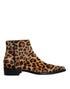 Dolce & Gabbana Ankle Boots Shoes for Women – Leopard Print Calf Fur & Leather