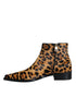 Dolce & Gabbana Ankle Boots Shoes for Women – Leopard Print Calf Fur & Leather